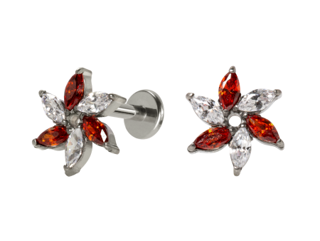 LABRET TITÂIO R/I CATAVENTO C/ ZIRCÔNIA – VERMELHO/ BRANCO