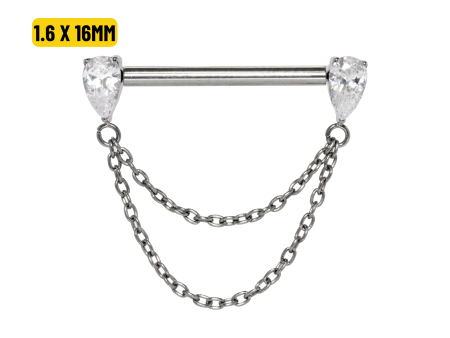 MAMILO TITÂNIO PUSH PIN GOTA C/ CORRENTE – 1.6 X 16MM
