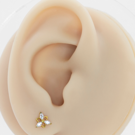 LABRET TITÂNIO PVD R/I TRIÂNGULO/ TRINITY C/ ZIRCÔNIA