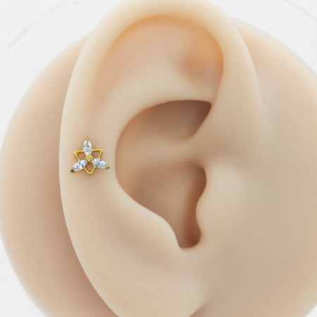 LABRET TITÂNIO PVD R/I TRIÂNGULO/ TRINITY C/ ZIRCÔNIA