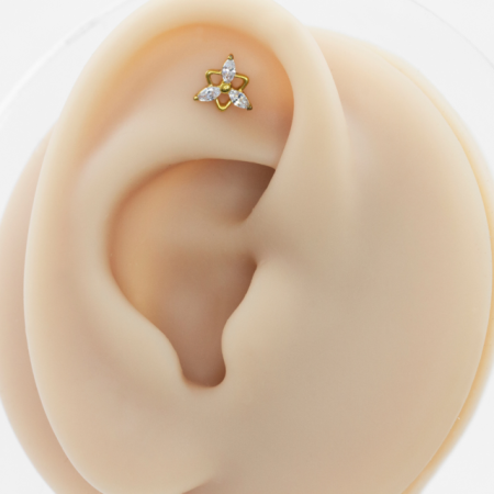 LABRET TITÂNIO PVD R/I TRIÂNGULO/ TRINITY C/ ZIRCÔNIA
