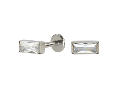 LABRET TITÂNIO R/I RETÂNGULO C/ ZIRCÔNIA