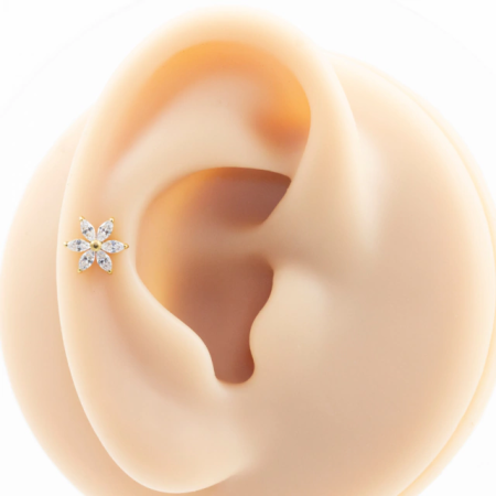 LABRET TITÂNIO R/I FLOR CRAVEJADA C/ ZIRCÔNIA