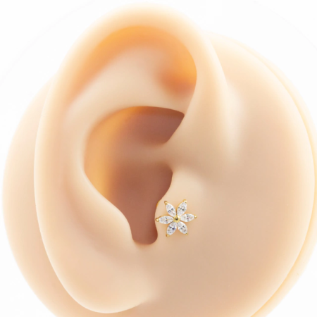 LABRET TITÂNIO R/I FLOR CRAVEJADA C/ ZIRCÔNIA