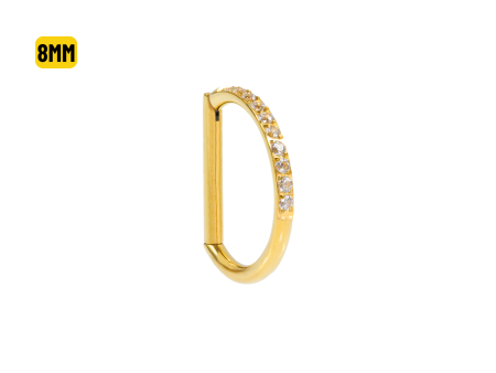 MEIA ARGOLA CLICKER TITÂNIO PVD METADE CRAVEJADA – 8MM