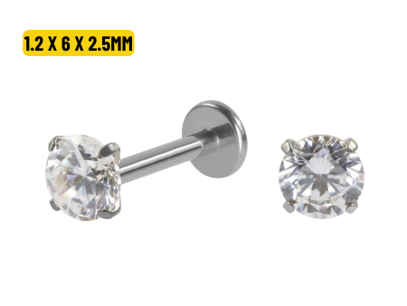 LABRET TITÂNIO R/I C/ ZIRCÔNIA – 1.2 X 6 X 2.5MM