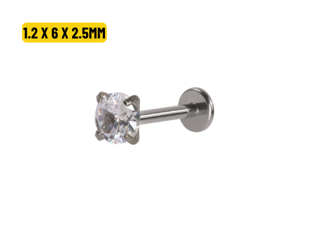 LABRET AÇO R/I C/ ZIRCÔNIA – 1.2 X 6 X 2.5MM