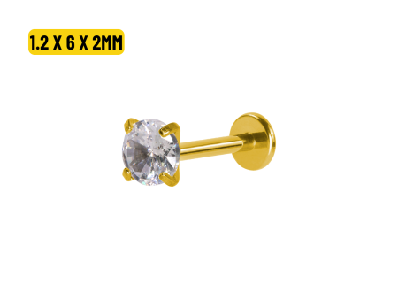 LABRET AÇO PVD GOLD R/I C/ ZIRCÔNIA – 1.2 X 6 X 2MM