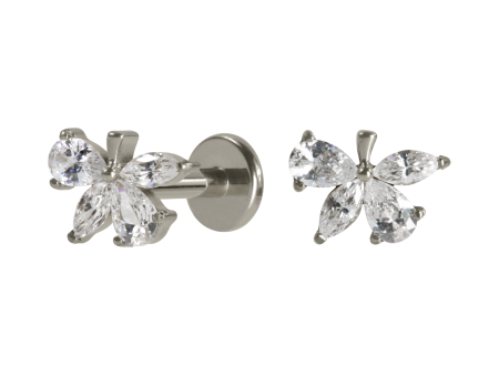 LABRET TITÂNIO PUSH PIN FOLHA C/ ZIRCÔNIA