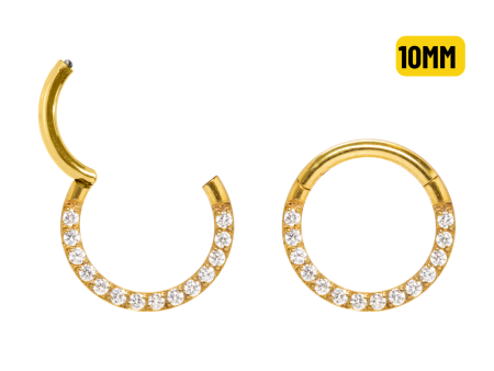 SEGMENTO CLICKER AÇO PVD GOLD FRONTAL CRAVEJADA  – 10MM