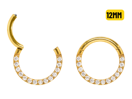 SEGMENTO CLICKER AÇO PVD GOLD FRONTAL CRAVEJADA – 12MM