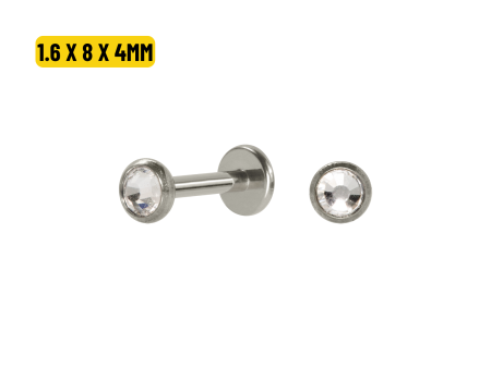 LABRET TITÂNIO R/I FLAT C/ ZIRCÔNIA – 1.6 X 8 X 4MM