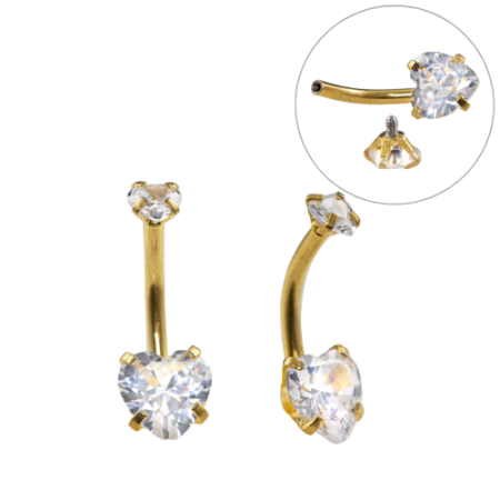 BANANA BELL AÇO PVD GOLD R/I CORAÇÃO – CRISTAL