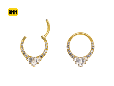SEGMENTO TIT PVD GOLD CLICKER CRAVEJADA C/ ZIRCÔNIA – 8MM