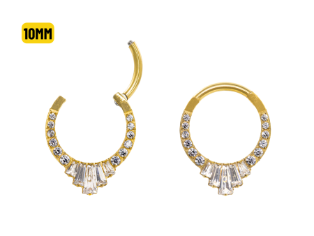SEGMENTO TIT PVD GOLD CLICKER CRAVEJADA C/ ZIRCÔNIA – 10MM