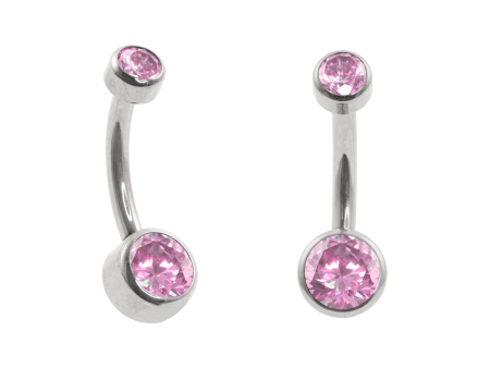 BANANA BELL AÇO R/I FLAT C/ ZIRCÔNIA – ROSA