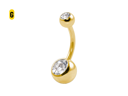BANANA BELL AÇO PVD GOLD C/ STRASS 2 PEDRAS – BRANCO G