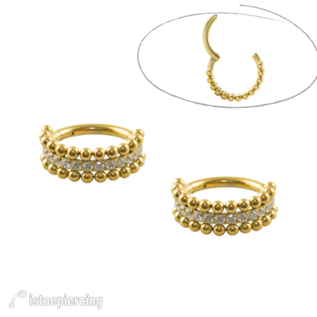 SEGMENTO CLICKER TITÂNIO PVD GOLD INDIANO 3 FILEIRAS – 8MM