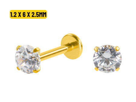LABRET TITÂNIO PVD GOLD R/I C/ ZIRCÔNIA –  1.2 X 6 X 2.5MM