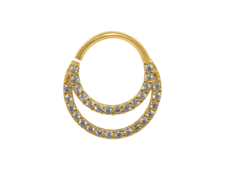 ARGOLA TORÇÃO DUPLA CRAVEJADA P127 – BANHADO A OURO