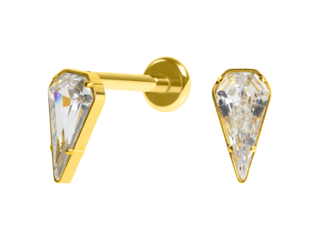 LABREI TITÂNIO R/I GOTA C/ PEDRA MAIOR – PVD GOLD