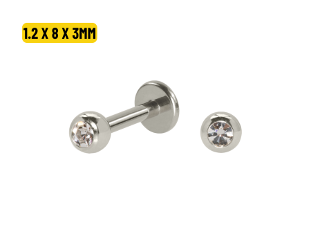LABRET TITÂNIO R/INTERNA C/ STRASS – 1.2 X 8 X 3MM