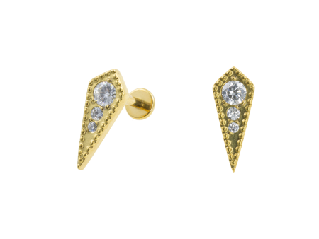 LABRET TITÂNIO PVD GOLD R/I GRAVATINHA C/ PEDRA MAIOR