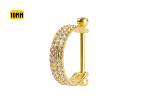 SEMI ARGOLA C/ BARRA AÇO PVD R/I 3 FILEIRAS CRAVEJADA – 10MM