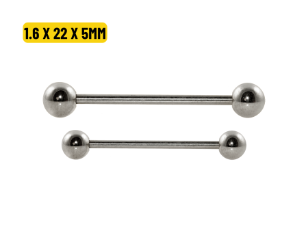 BARBELL TITÂNIO NATURAL – 1.6 X 22 X 5MM