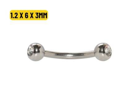 MICRO CURVO AÇO C/ STRASS – 1.2 X 6 X 3MM