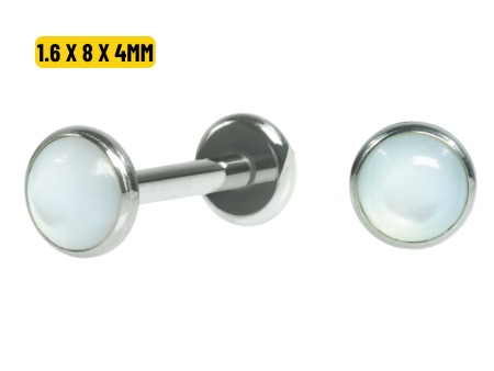 LABRET TITÂNIO R/I TOPO FLAT MADREPÉROLA – 1.6 X 8 X 4MM