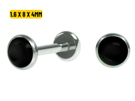 LABRET TITÂNIO R/I TOPO FLAT ÔNIX – 1.6 X 8 X 4MM