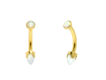 MICRO CURVO TITÂNIO PVD GOLD R/I C/ OPALA BOREAL