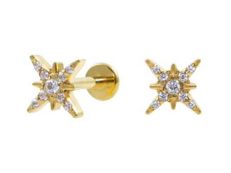 LABRET AÇO PVD GOLD R/I FLOCO DE NEVE
