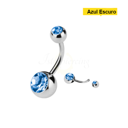 BANANA BELL AÇO C/ STRASS 2 PEDRAS – AZUL ESCURO