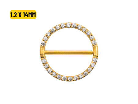 MAMILO ARGOLA CLICKER TIT CRAVEJADO ZIRCONIA 1.2 X 14MM – PVD GOLD