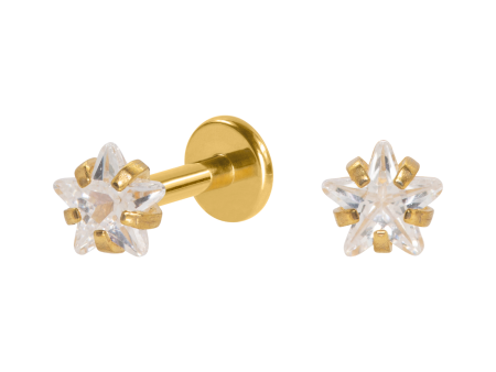LABRET AÇO PVD GOLD R/I ESTRELA C/ ZIRCÔNIA – 4MM