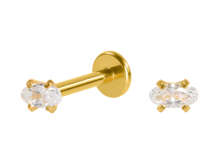 LABRET AÇO PVD GOLD R/I C/ ZIRCÔNIA OVAL – 1.2 X 8 X 2.5/4MM