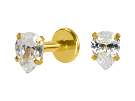 LABRET AÇO R/I GOTA C/ ZIRCÔNIA – PVD GOLD