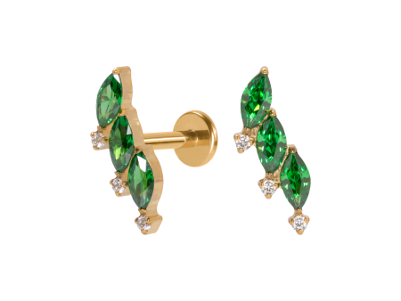 LABRET TITÂNIO PVD R/I CLUSTER C/ ZIRCÔNIA – VERDE