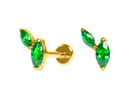 LABRET TITÂNIO PVD R/I 2 PÉTALAS – VERDE