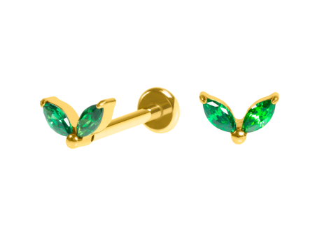 LABRET TITÂNIO PVD R/I 2 PÉTALAS – VERDE