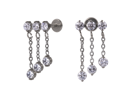 LABRET TITÂNIO R/I CLUSTER 3 PEDRAS C/ PENDURICALHO