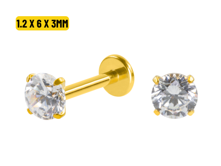 LABRET TITÂNIO PVD GOLD R/I C/ ZIRCÔNIA – 1.2 X 6 X 3MM