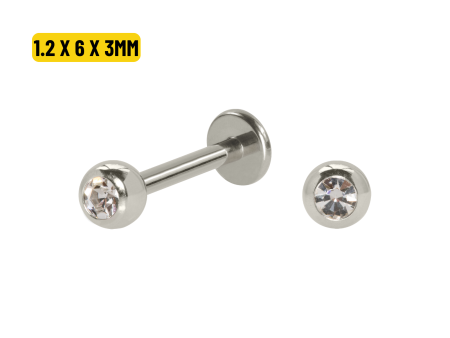 LABRET AÇO C/ STRASS – 1.2 X 6 X 3MM