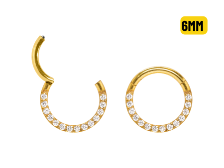 SEGMENTO CLICKER AÇO PVD GOLD FRONTAL CRAVEJADA – 6MM