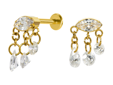 LABRET TITÂNIO R/I PENDURICALHO C/ PEDRA – PVD GOLD