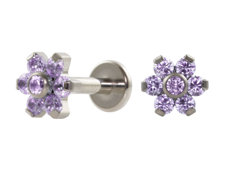 LABRET TITÂNIO R/I FLOR C/ ZIRCÔNIA MOD2 – LILÁS