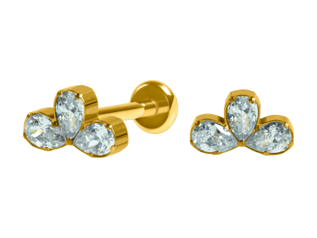 LABRET TITÂNIO PVD GOLD R/I CLUSTER 3 PEDRAS MOD3 – CRISTAL