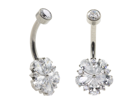 BANANA BELL TITÂNIO R/I FLOR ZIRCÔNIA – CRISTAL